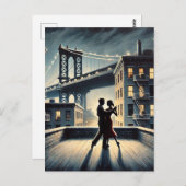 Carte Postale Couple Dancing avec Brooklyn Bridge (Devant / Derrière)