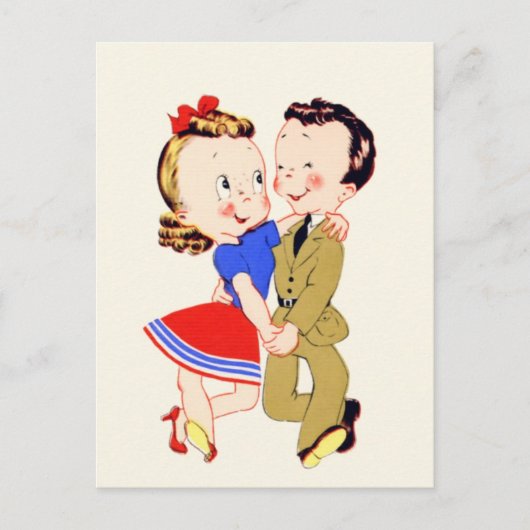 Carte postale Couple Danse vintage (Devant)