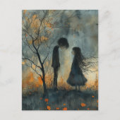 Carte Postale Couple d'Aquarelle foncée en amour (Devant)