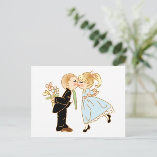Carte Postale Couple de baiser mignon (Debout devant)