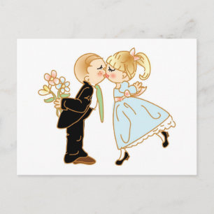 Carte Postale Couple de baiser mignon