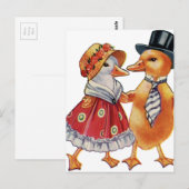 Carte Postale Couple de canards vintage (Devant / Derrière)