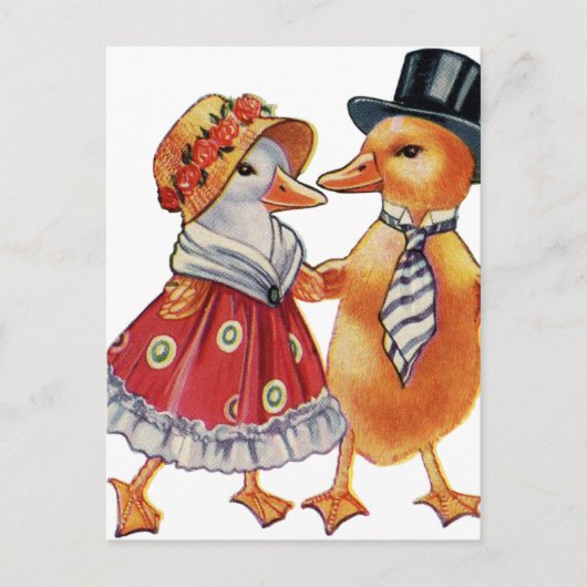 Carte Postale Couple de canards vintage (Devant)