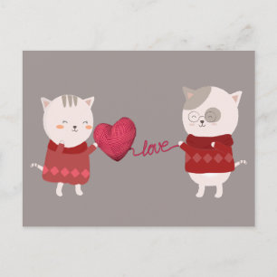 Carte Postale Couple de caricature de chat