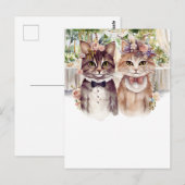 Carte Postale Couple de chat aquarelle (Devant / Derrière)