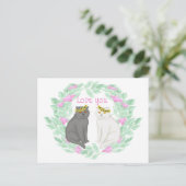 Carte Postale Couple de chats aimants Je t'aime (Debout devant)