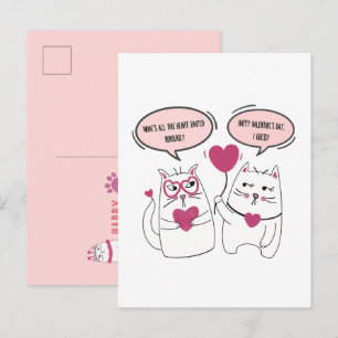 Carte Postale Couple de chats de dessin animé sarcastique pour l