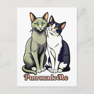 Carte Postale Couple de chats qui parlent doux