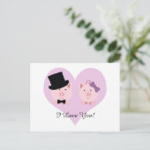 Carte Postale Couple de cochon mignon (Debout devant)