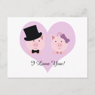 Carte Postale Couple de cochon mignon