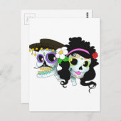 Carte Postale Couple de crâne festif mexicain (Devant / Derrière)