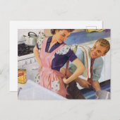 Carte Postale couple de cuisine vintage rétro (Devant / Derrière)