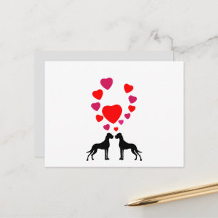 Carte Postale Couple de Dogue Allemand Amoureux