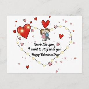 Carte Postale Couple de la Saint-Valentin mignon coeurs personna