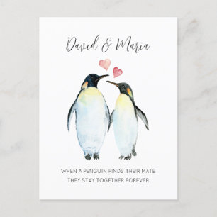 Carte Postale Couple de manchots Je t'aime pour toujours Anniver