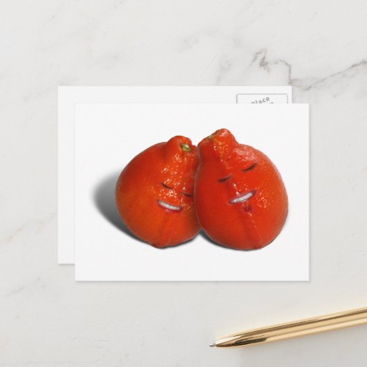 Carte Postale Couple de mandarines (Devant/Arrière en situation)