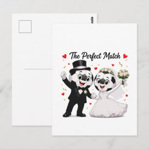 Carte Postale Couple de mariage de football