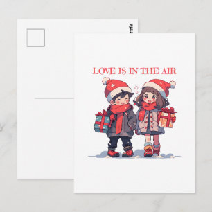 Carte Postale Couple de Noël - L'amour est dans l'air