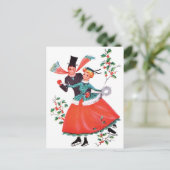 Carte Postale Couple de patineurs à Noël (Debout devant)