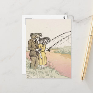 Carte Postale Couple de pêche surréaliste
