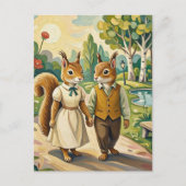 Carte Postale Couple de petits écureuils mignons dans le parc (Devant)