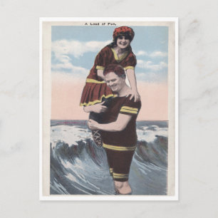 Carte Postale couple de plage vintage