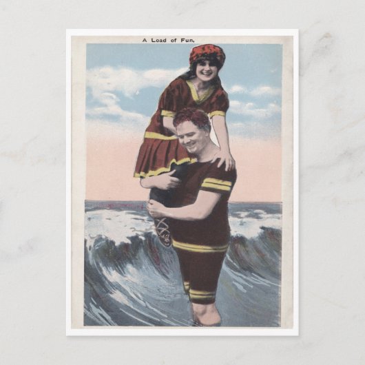 Carte Postale couple de plage vintage (Devant)