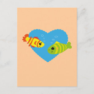 Carte Postale Couple de poissons mignons Saint-Valentin Aquarium