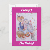 CARTE POSTALE COUPLE DE RABBITS FRAPPÉS (Devant / Derrière)