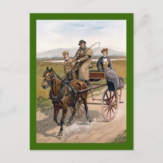 Carte Postale Couple de rencontre dans Jaunting Cart (Devant)