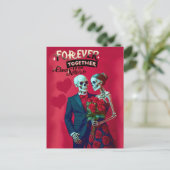 Carte Postale Couple de squelettes en amour pour toujours (Debout devant)