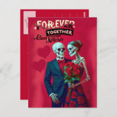 Carte Postale Couple de squelettes en amour pour toujours (Devant / Derrière)