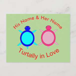 Carte Postale Couple de tortue mignonne Personnalisé