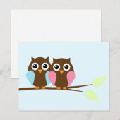 Carte Postale Couple d'hibou sur une branche (Devant / Derrière)
