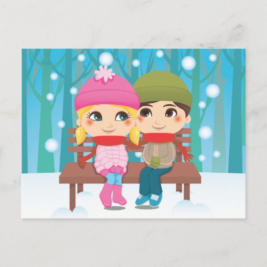 Carte Postale Couple d'hiver (Devant)