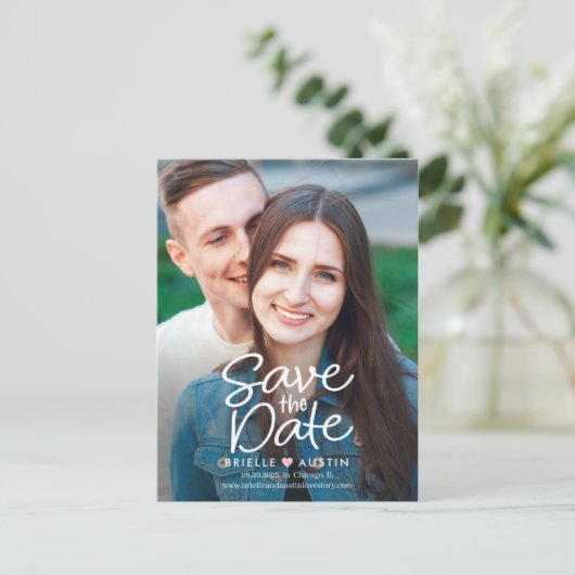 Carte Postale Couple Douce COULEUR ÉDITABLE Enregistrer La Date (Debout devant)