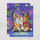 Carte Postale Couple embrassant des gnomes chantant une chanson  (Devant / Derrière)