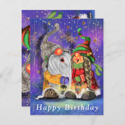 Carte Postale Couple embrassant des gnomes chantant une chanson (Devant / Derrière)