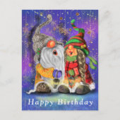 Carte Postale Couple embrassant des gnomes chantant une chanson (Devant)