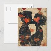 Carte Postale Couple embrassant la Saint-Valentin (Devant / Derrière)