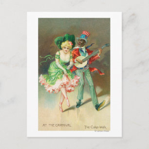 Carte Postale Couple en costume Faire la promenade du gâteau