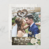 Carte Postale Couple Horseshoe Hydrangea Mariage Date de sauvega (Devant / Derrière)