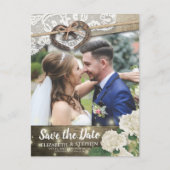 Carte Postale Couple Horseshoe Hydrangea Mariage Date de sauvega (Devant)