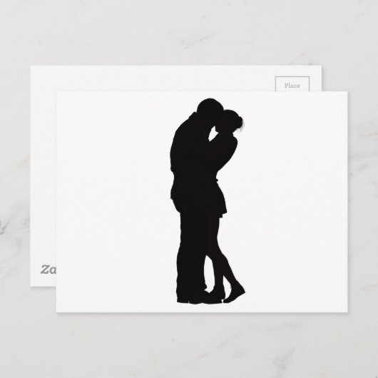 Carte Postale Couple in Love Silhouette embrassant une intimité (Devant / Derrière)