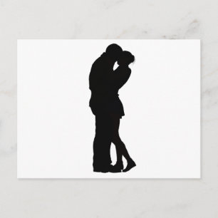 Carte Postale Couple in Love Silhouette embrassant une intimité 