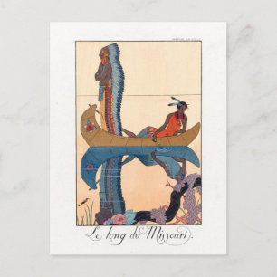 Carte Postale couple indigène en canot