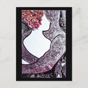 Carte Postale Couple interracial noir et blanc étreinte