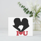 Carte Postale Couple Kisser Silhouette avec I ♥ U Texte (Debout devant)