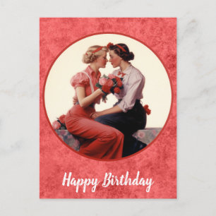 Carte Postale Couple lesbien Joyeux Anniversaire Vintage