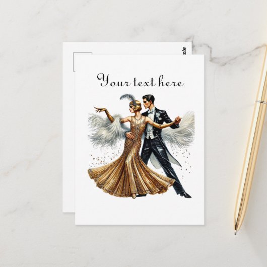 Carte Postale Couple mignon ajouter du texte (Devant/Arrière en situation)